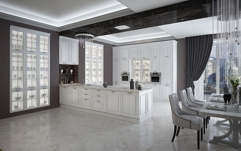 Кухня Виконт с серебристой патиной