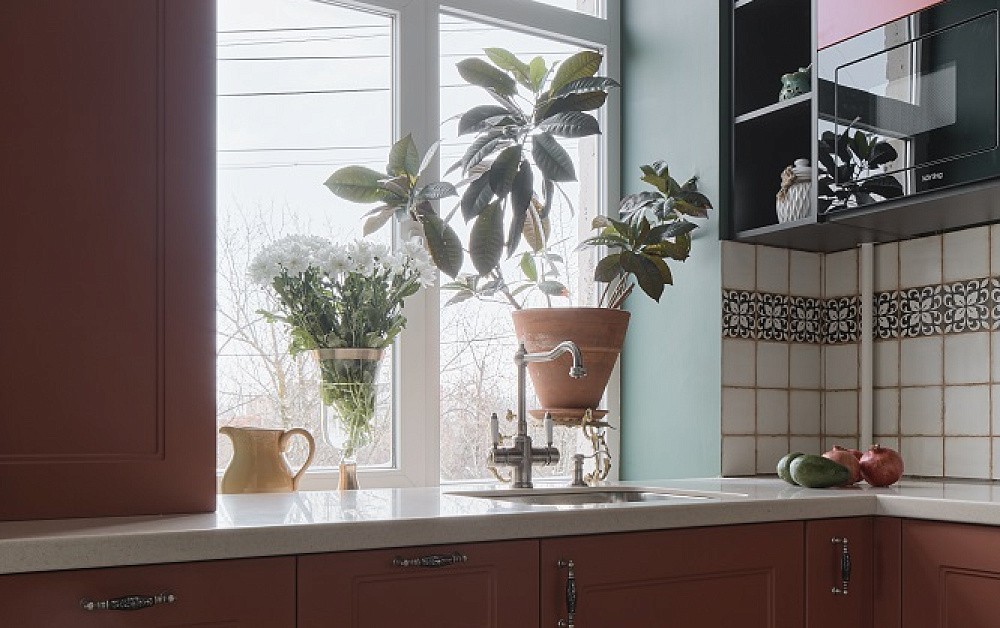 Необычная мандариновая кухня в сталинке