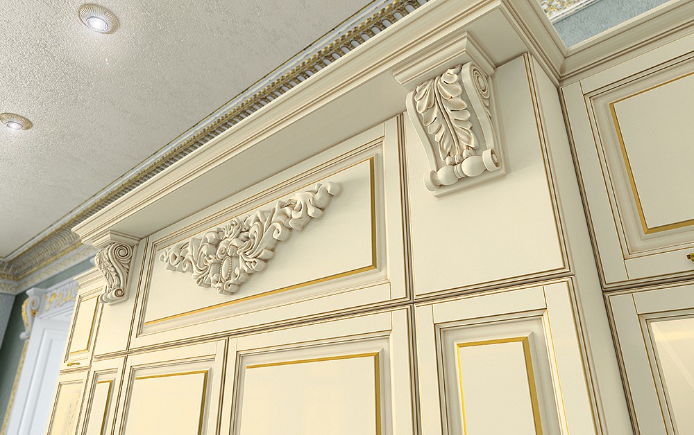 Кухня Виконт ваниль с золотой патиной