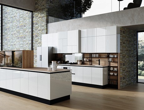 Интерьер белой кухни в скандинавском стиле