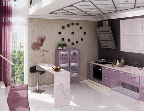 Фиолетовая кухня в Чите