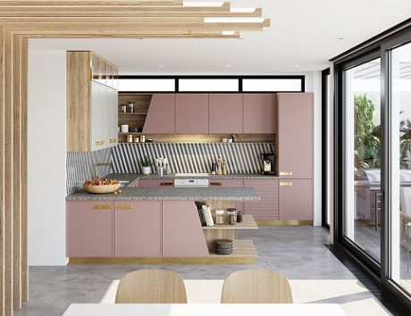 Светлая кухня в частном доме