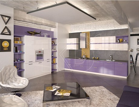 Глянцевая угловая кухня